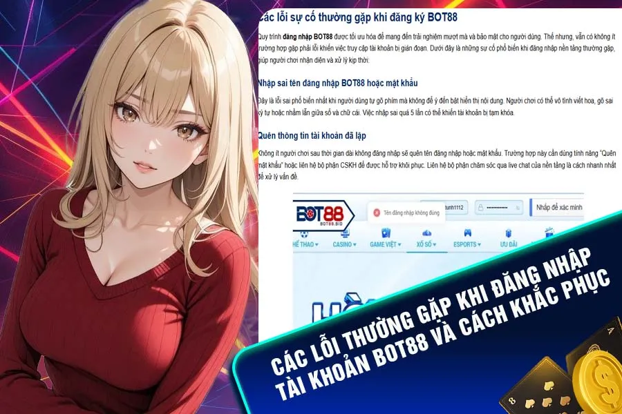 Các lỗi thường gặp khi đăng nhập tài khoản Bot88